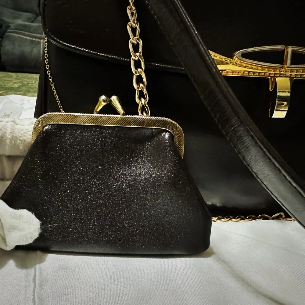 Authentic Vintage Christian  Dior 1960’s Handbag shoulder bag dark red Leather - Picture 13 of 17